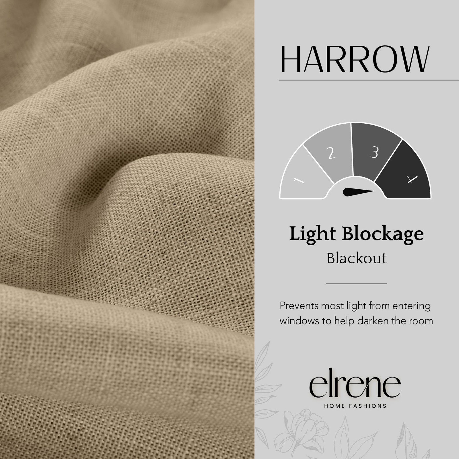 Elrene Home Fashions Harrow Solid Texture Blackout Single Window Curtain Panel