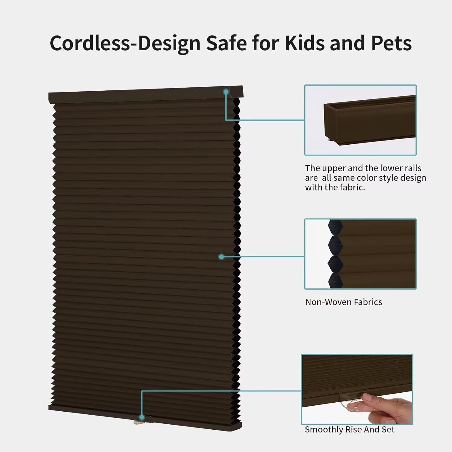Cordless Blackout Window Blinds & Shades Pull Down Room Darkening Window Shad…
