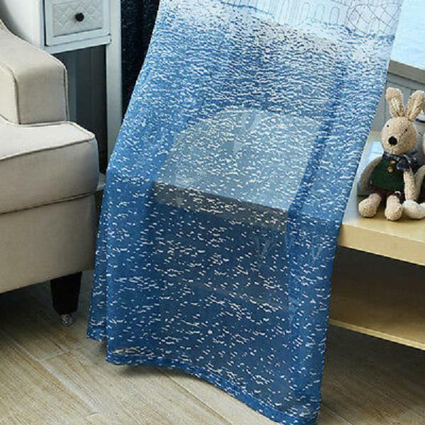 Water Castle Silver Plating Blockout Dark Blue Cloth Curtains Sheer 1 Panel 96″