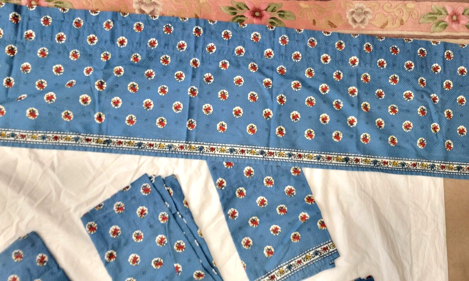 CHOOSE QUANITY Country French Pleated Valance Blue Red Floral Clean 71 x 14.5