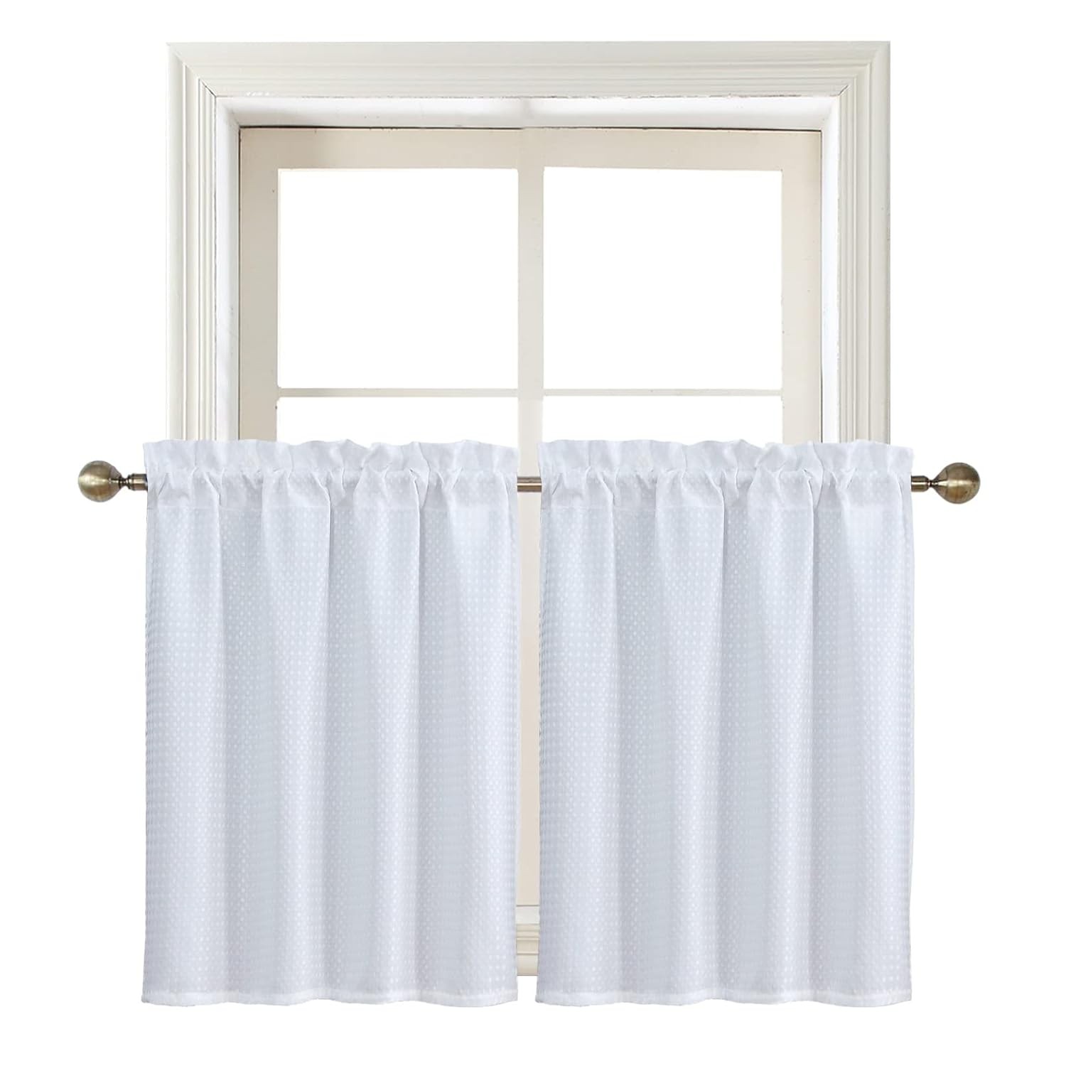 White Water Resistant Bathroom Window Curtains 28″W x 36″L Waterproof Bathroom