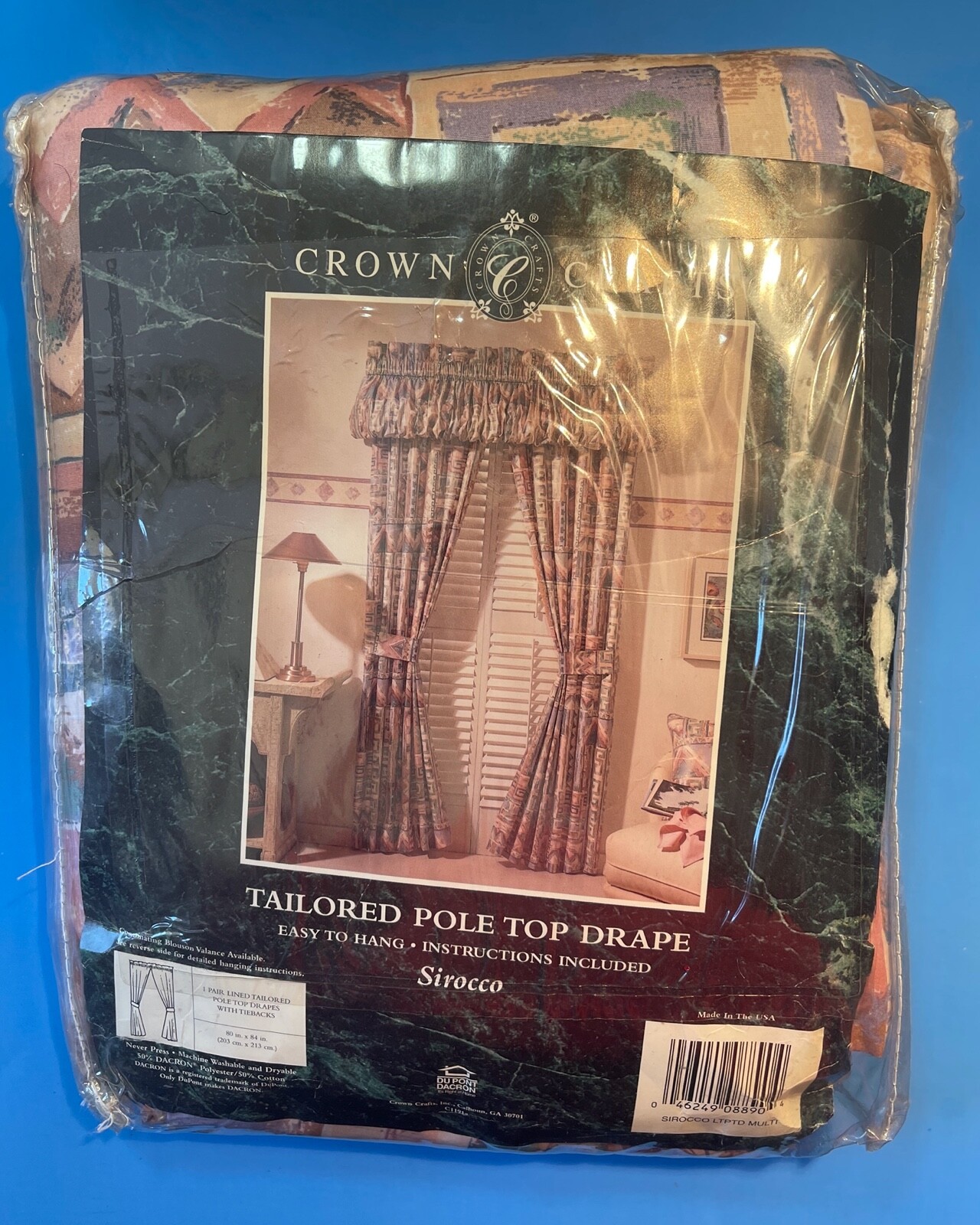 1 Pair CROWN CRAFTS Sirocco Tailored Pole Top Drapes Curtains Lined 80×84