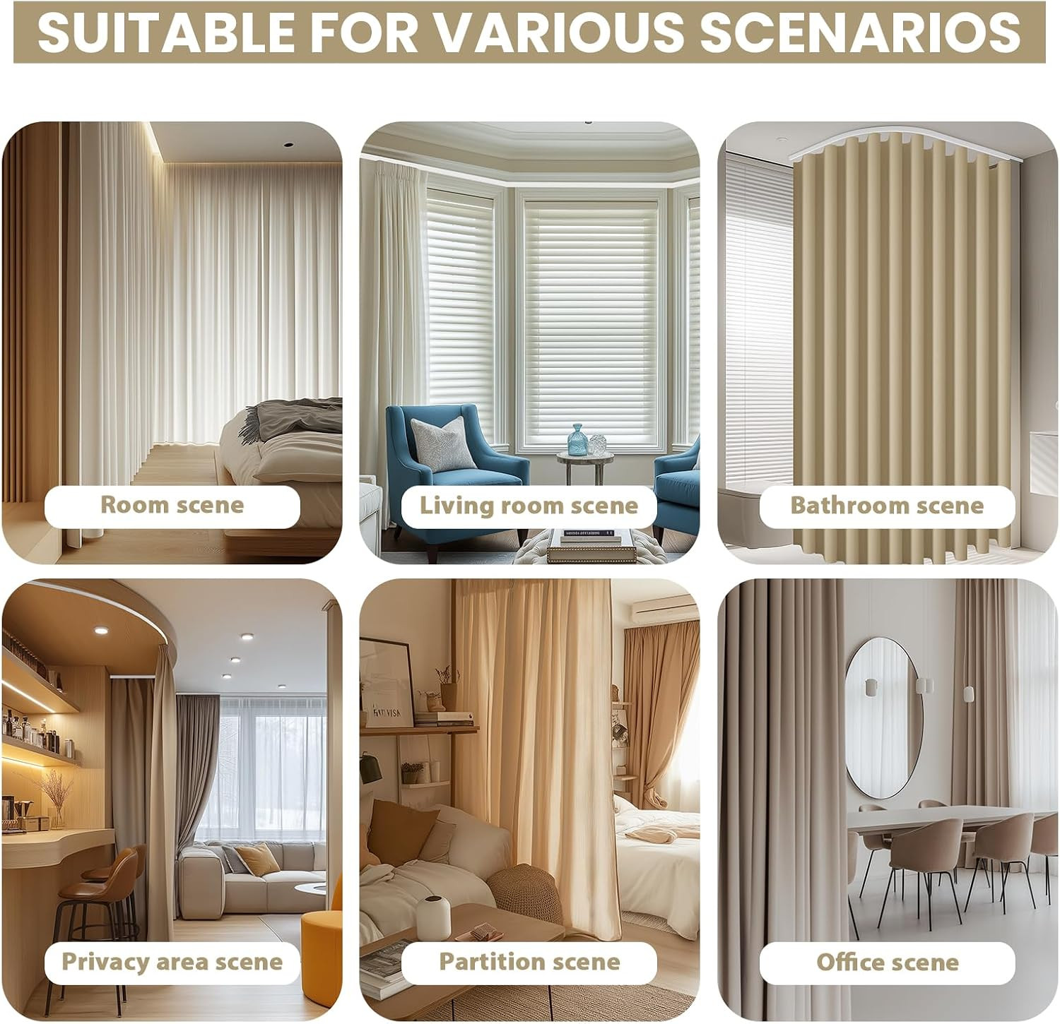 Flexible Bendable Ceiling Curtain Track, Mount for Curtain Rail with Curtain Tra