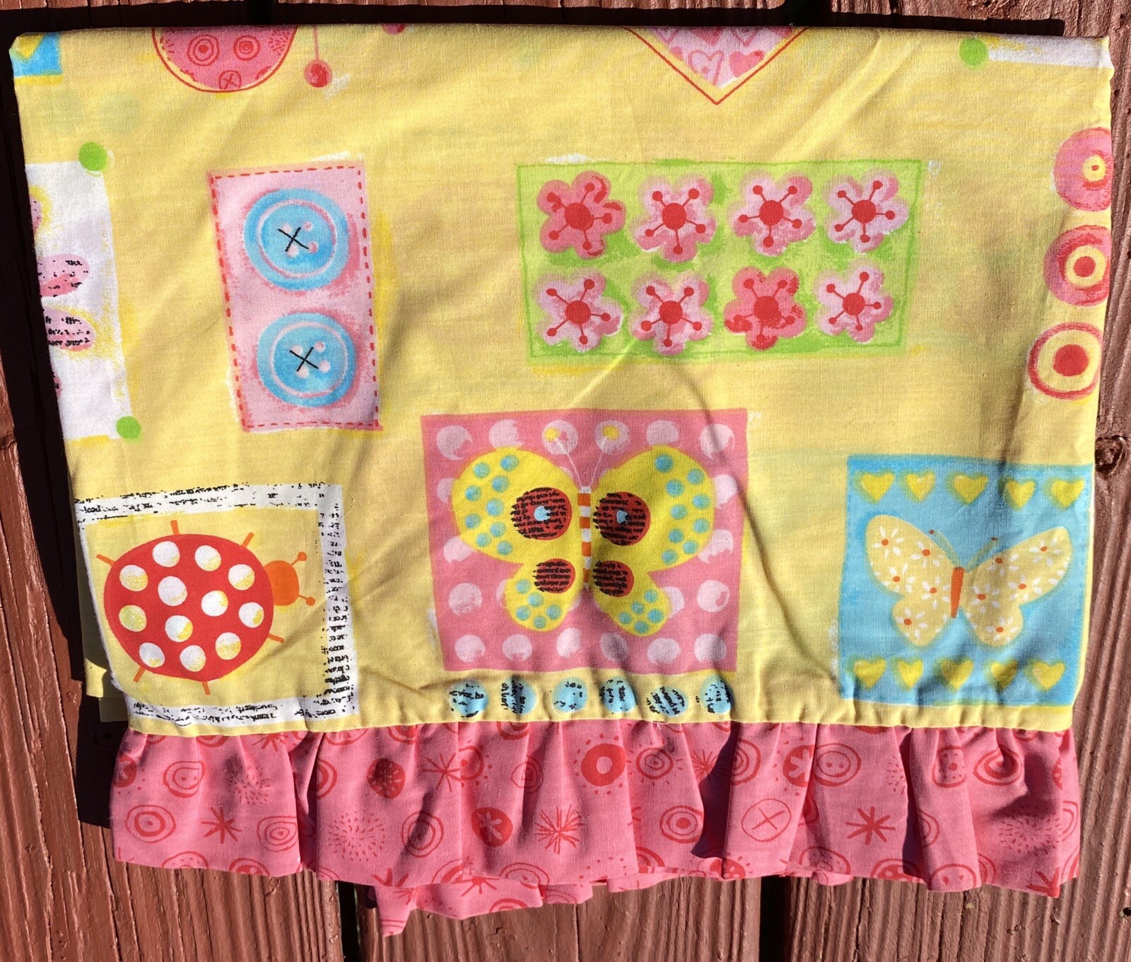 Colormate Kids Valance Cotton Floral Hearts Butterfly Multi Colored 7’x19” VGC