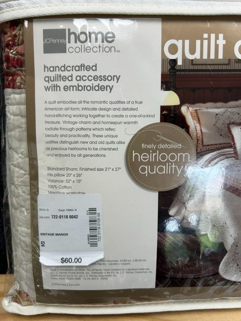JCPenney Home Collection Quilted Embroidered Valance Vintage Manor 52×15 – Set