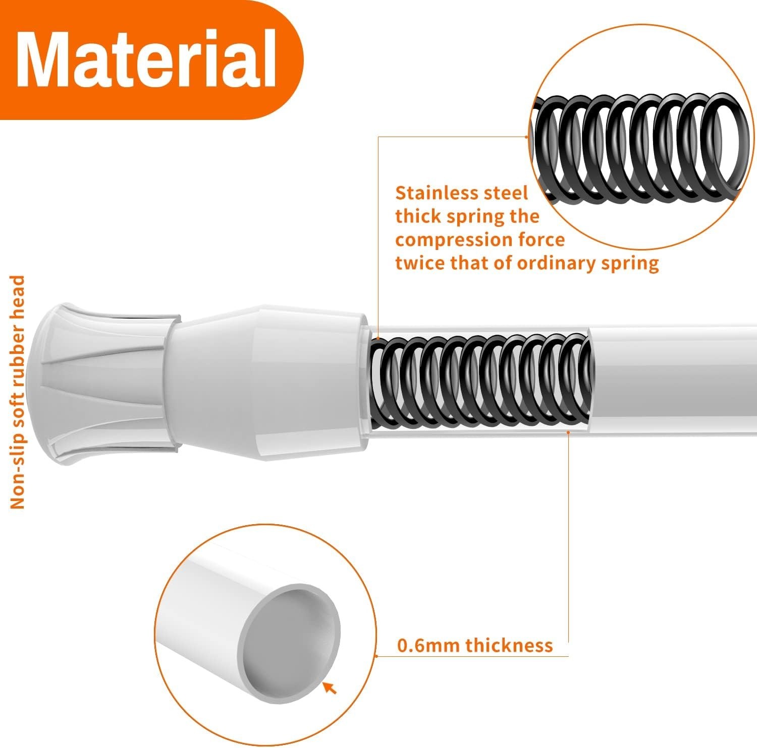 2-Pack Spring Loaded Curtain Rods 15.7-28 Inches | Easy Installation, No Damage