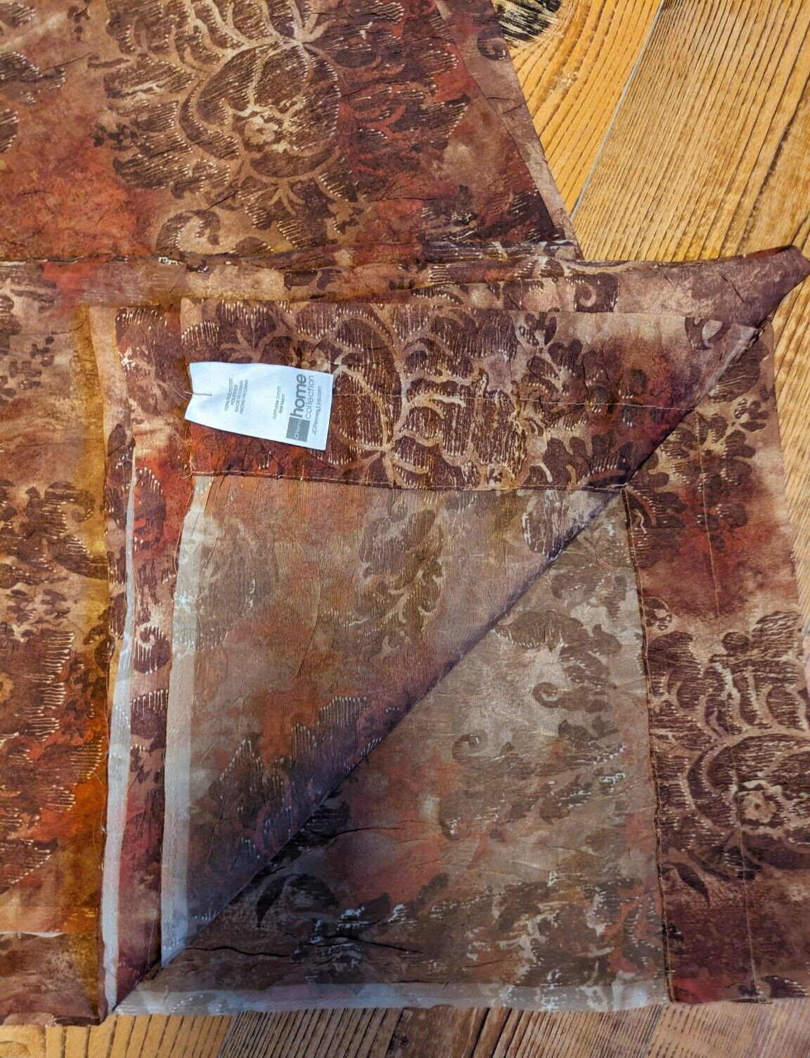 JCP Home Crinkle Sheers in Brown, Beige & Rust Set of 2 (50×84) Rod Pocket