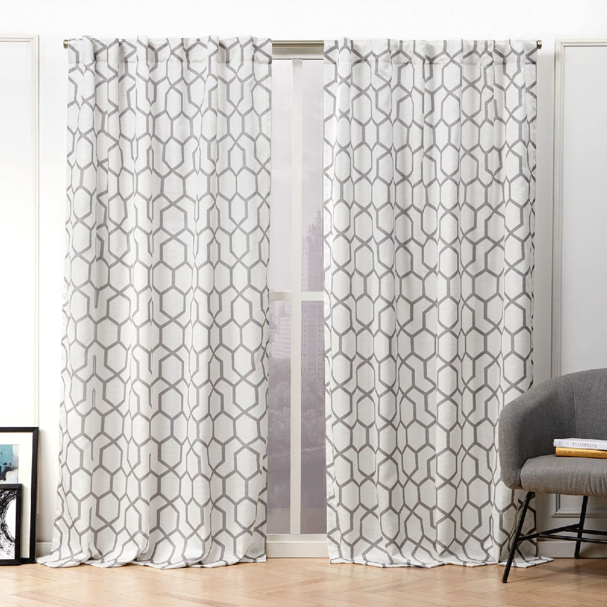 Nicole Miller New York Nicole Miller York Hexa Geometric Print Hidden Tab/Rod