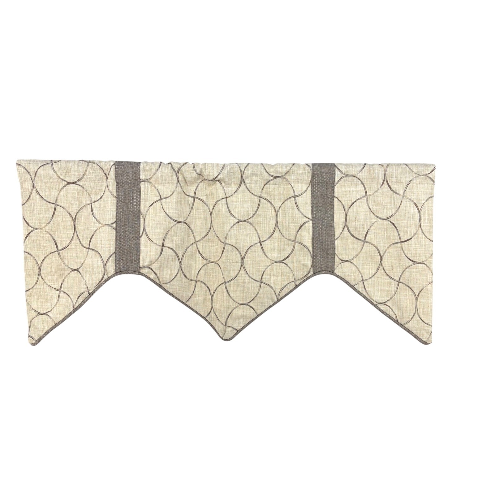 Window Valance 38×16 Geometric Ogee Neutral Modern Decor Tailored
