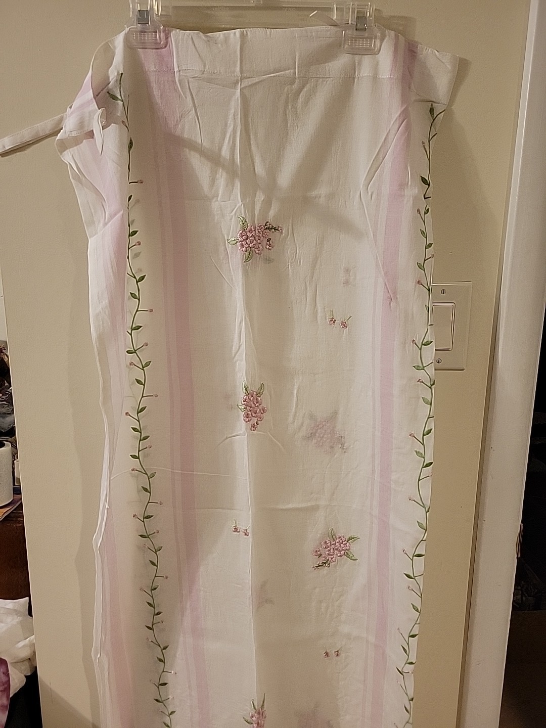 Pottery Barn Kids Jacqueline Floral Stitched SHEER Cotton Panel 44X 84