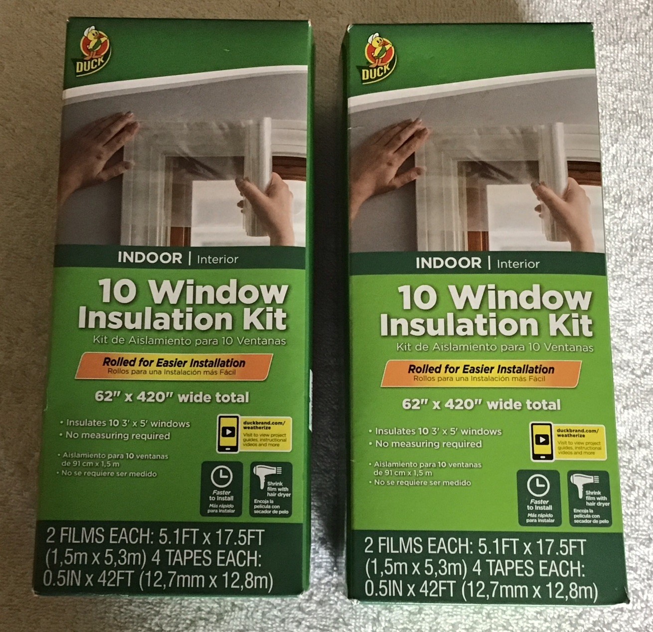 2 Duck Brand 62 in. x 420 in. Rolled Insulation Film Window Kits, up to 10 Each