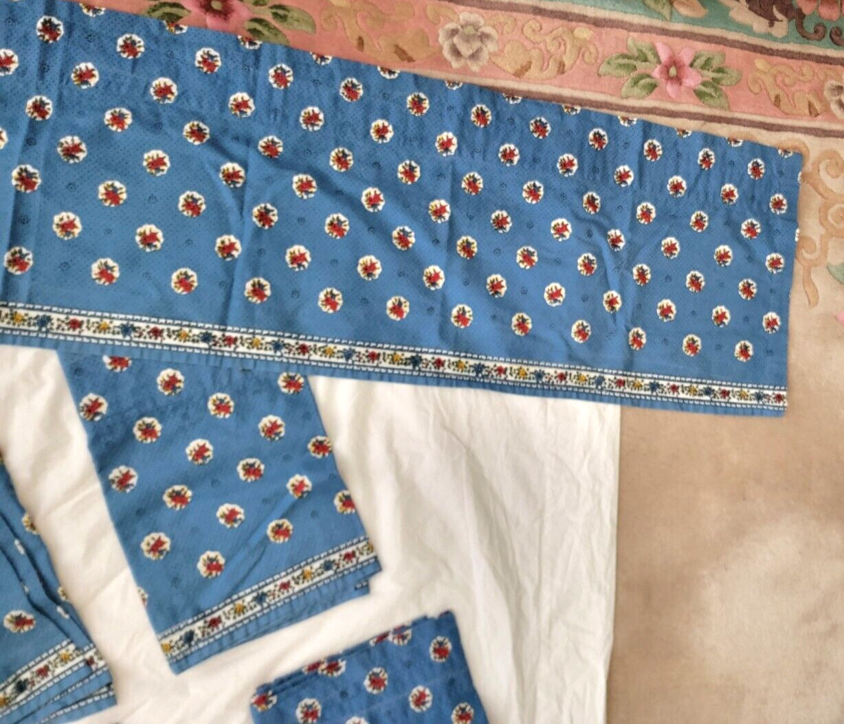 CHOOSE QUANITY Country French Pleated Valance Blue Red Floral Clean 71 x 14.5