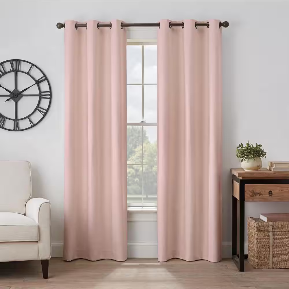 Gabriella Blush Polyester Solid 40 In. W X 84 In. L Lined Noise Cancelling Therm
