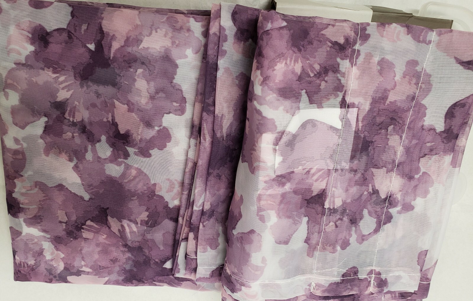 3pc Curtains Set: 2 Tiers (28″)& Valance (56″x14″) PURPLE FLOWERS, Nant