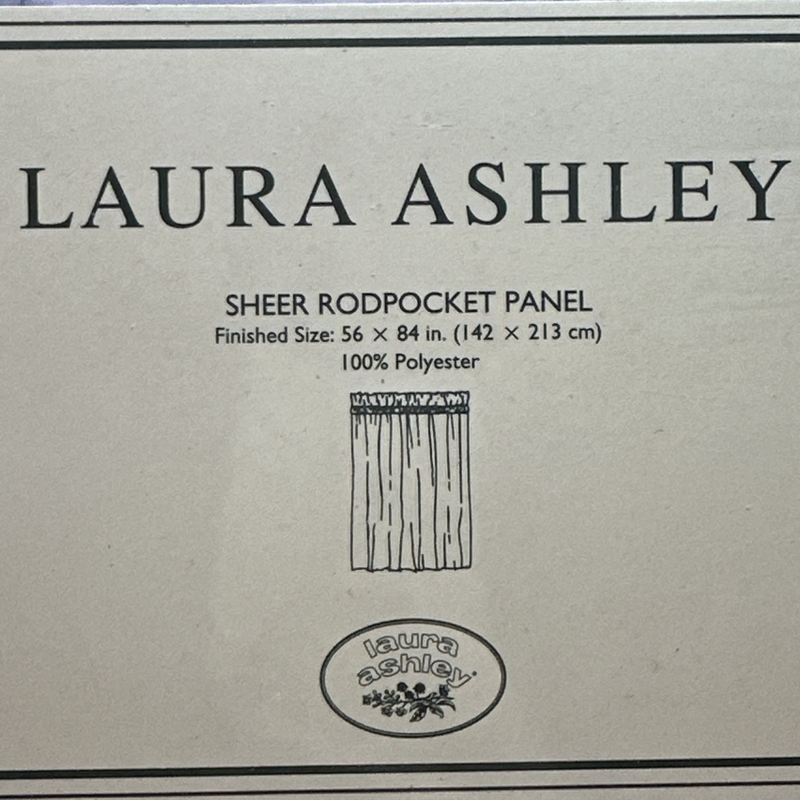 VTG Laura Ashley Sophia 2PC Sheer Blue White Floral Panels & 1PC Bluoson Valance