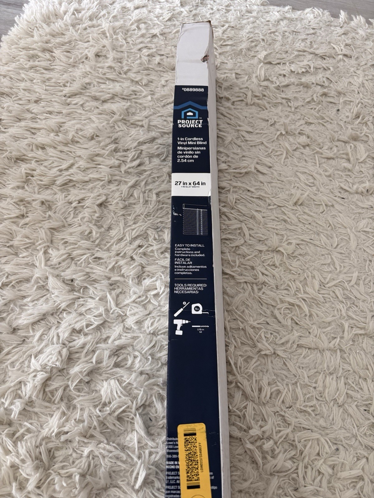 New Project Source Cordless Room Darkening Vinyl Mini Blind White 27 x 64