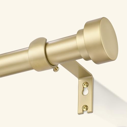 Curtain Rods for Windows 66 to 120 Inch, 1 Inch Adjustable Heavy 32″-120″ Gold