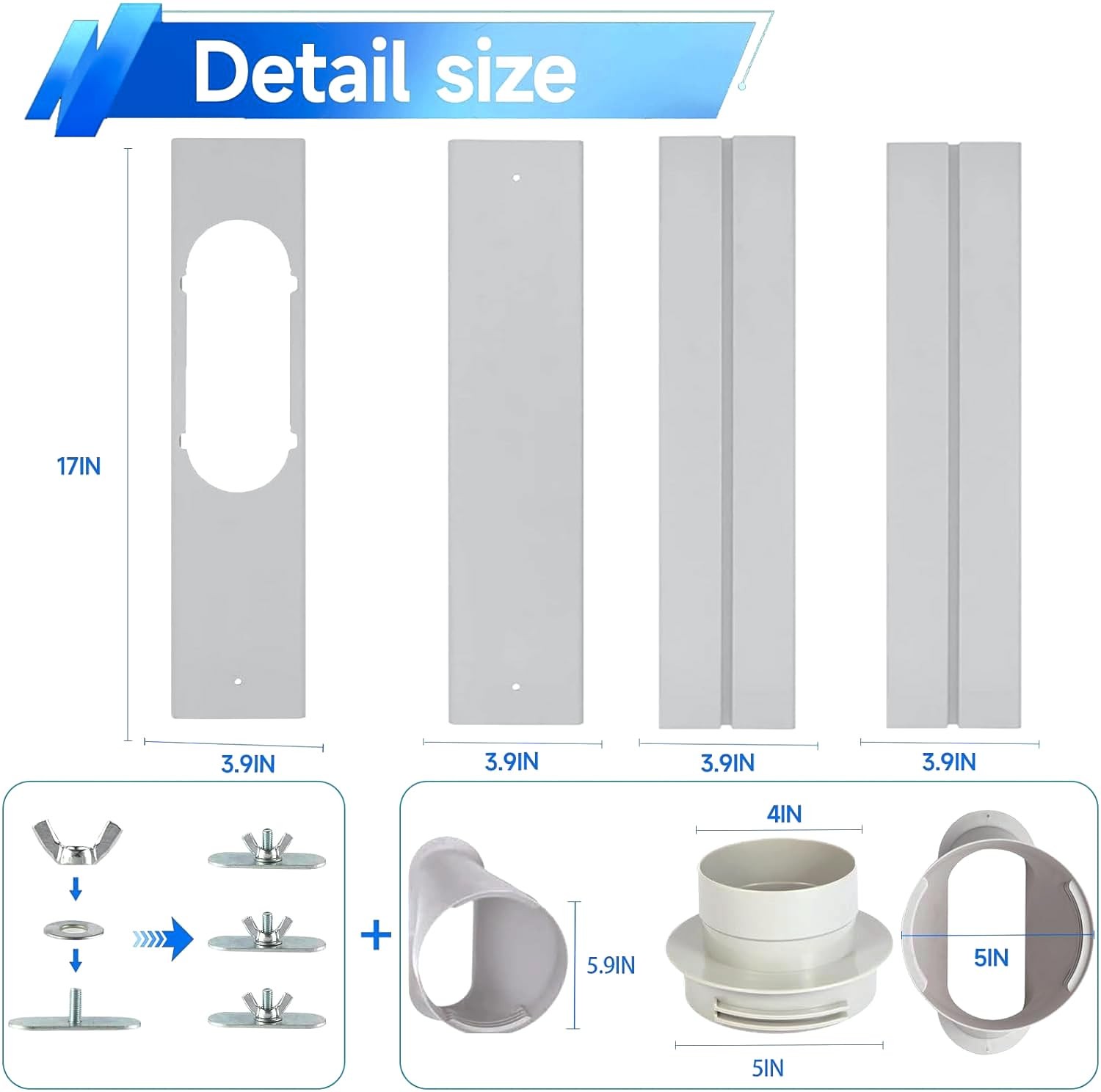 BAFOLLGY Window Dryer Vent Kit, Fit for Sliding Windows,for 4”/5”/6” Gray
