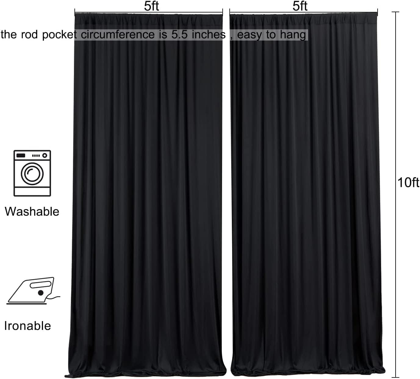 10 Feet X 10 Feet IFR Polyester Backdrop Drapes Curtains Panels with Rod Pockets