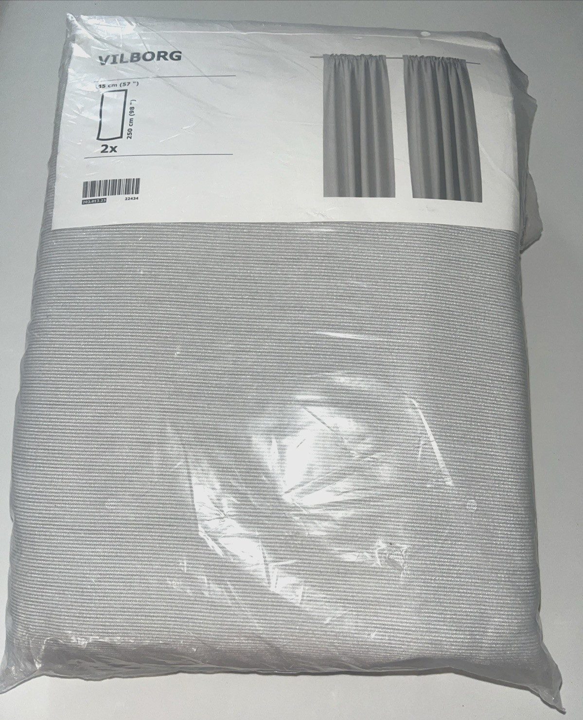 IKEA VILBORG Gray Room Darkening Curtains Pair Fine Stripe Size 57×98 in NEW