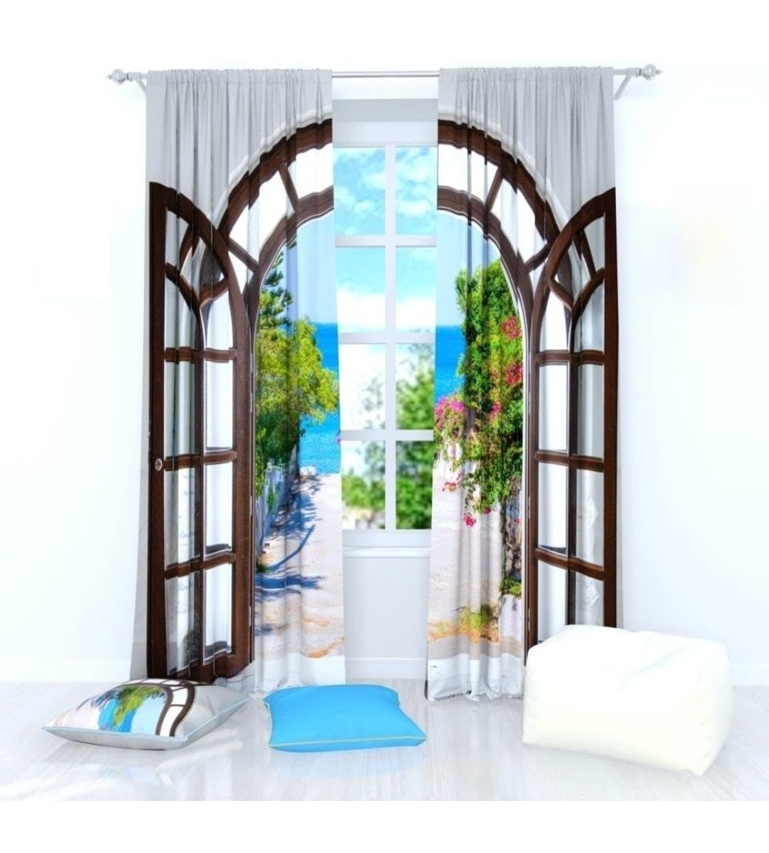 Ocean View Window Curtains Beach Style Landscape Nature Scenes Sea Drapes…