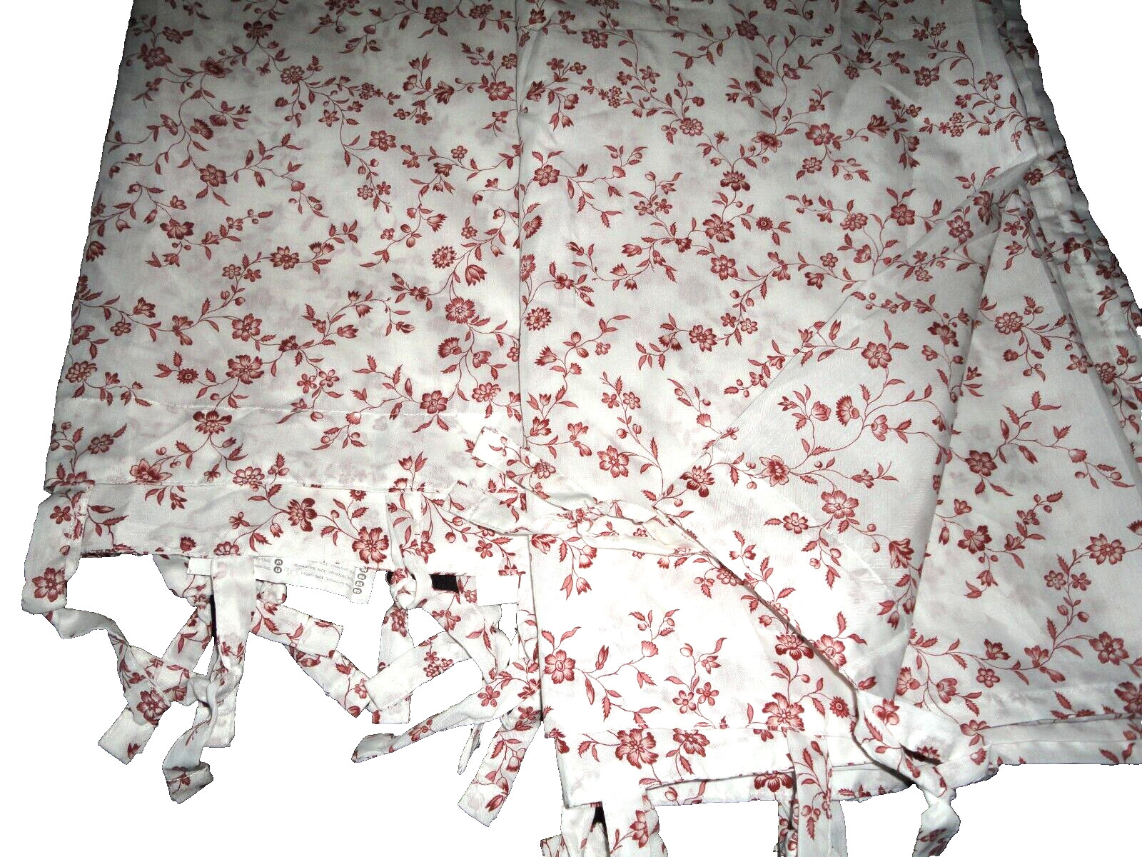 IKEA Hassleklocka RED & WHITE floral (2) tie-top UNLINED DRAPERY PANELS 57 X 98