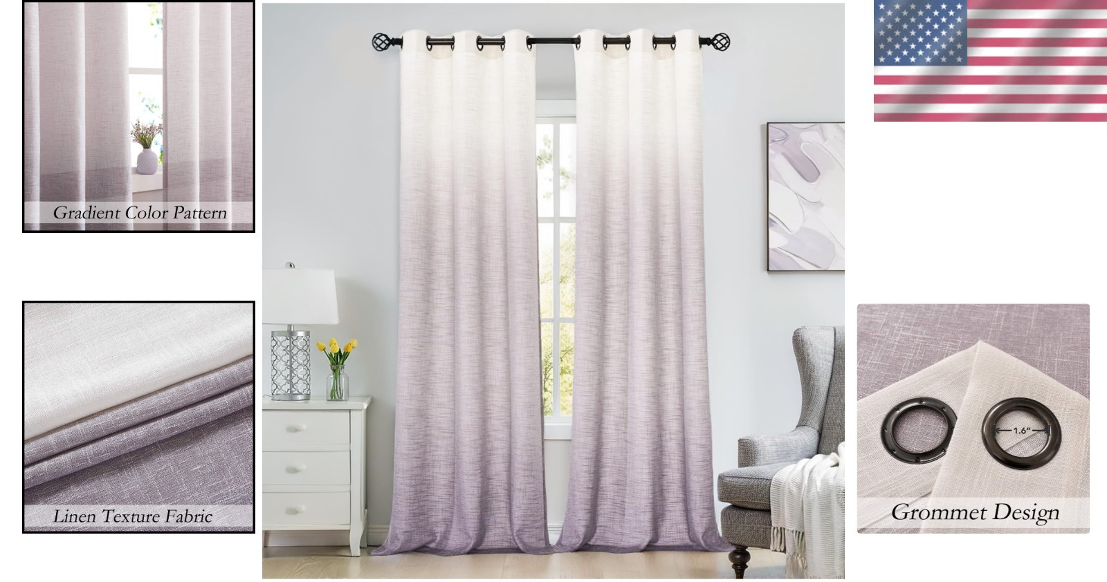 Stylish Ombre Gradient Curtain Panels in Rayon Blend – 40″ x 84″ Set (2 Panels)