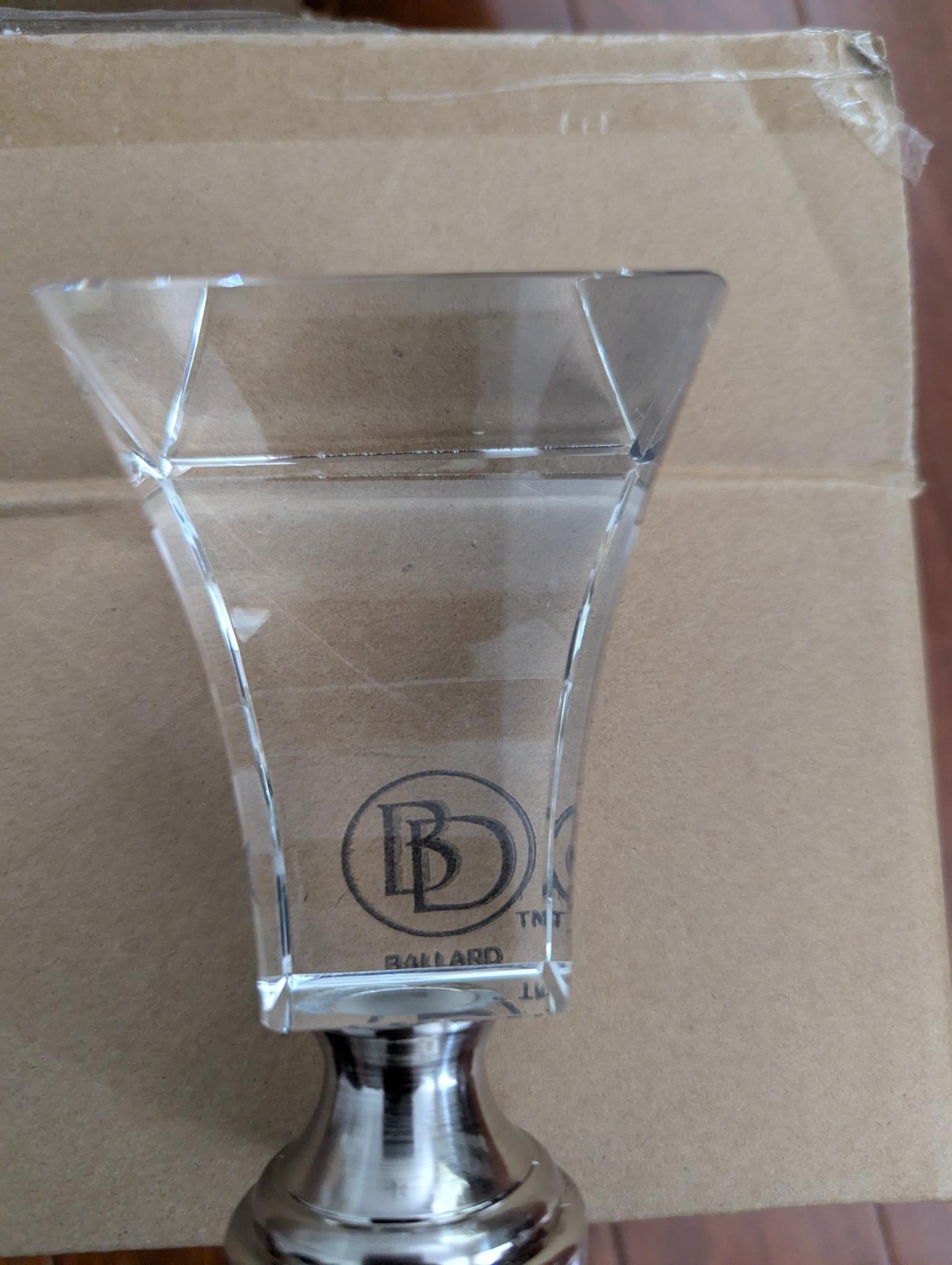 (2) * New * Ballard Designs Crystal Tapered Drapery Finials 1.25 Polished Nickel