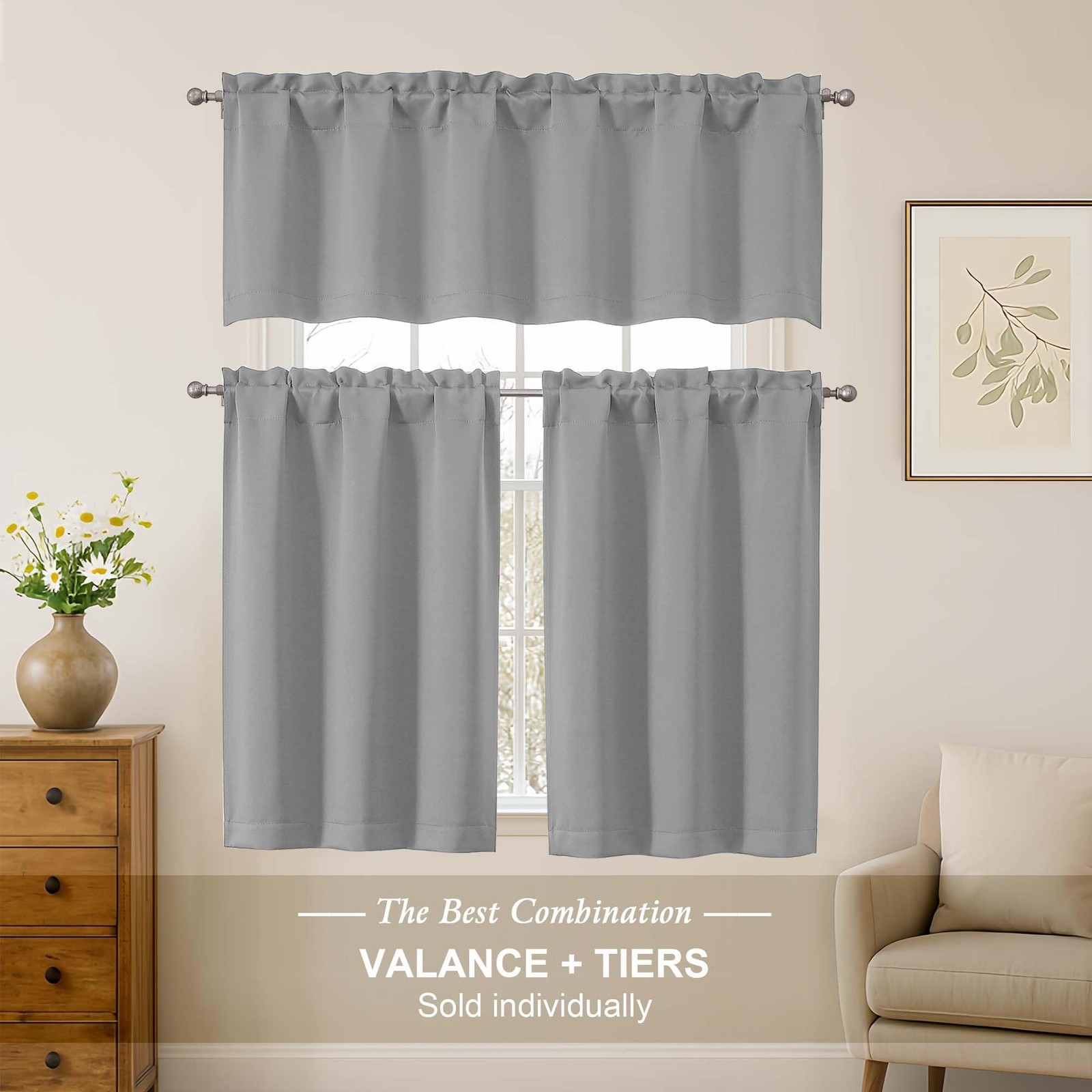 Cafe Curtains 24 Inch Length, Light Blocking Short Kitchen Window Curtains Ov…