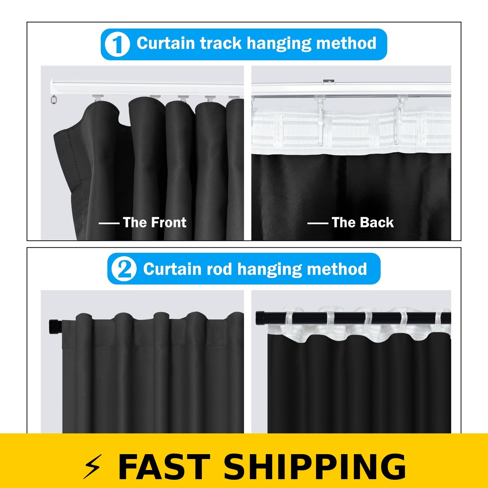 MaKefeile Blackout Room Divider Curtains 8.3ft x 7ft Thermal Insulation