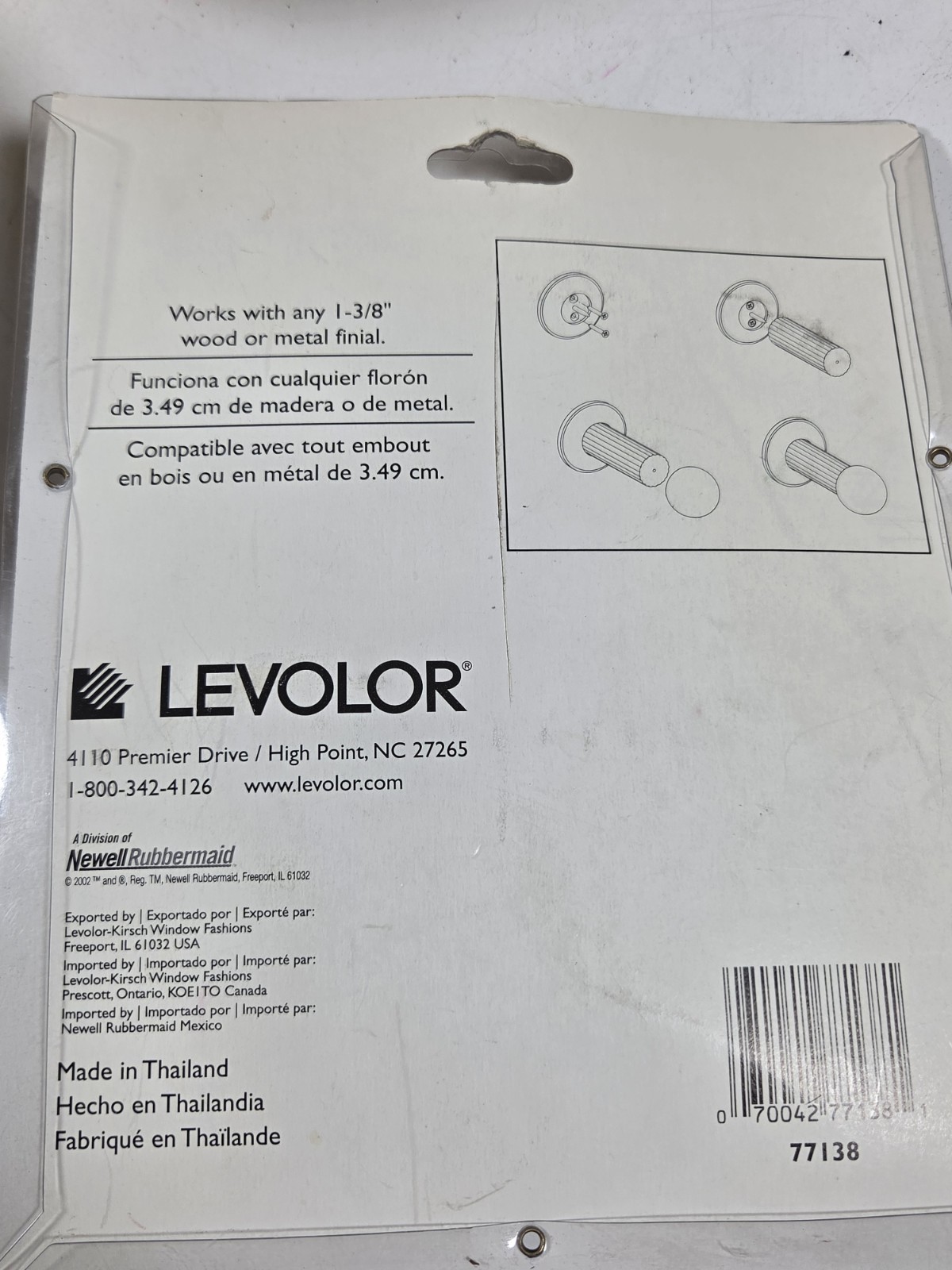 NOS New Levolor Holdbacks Warm Oak 77138 1 1/8″ Finials