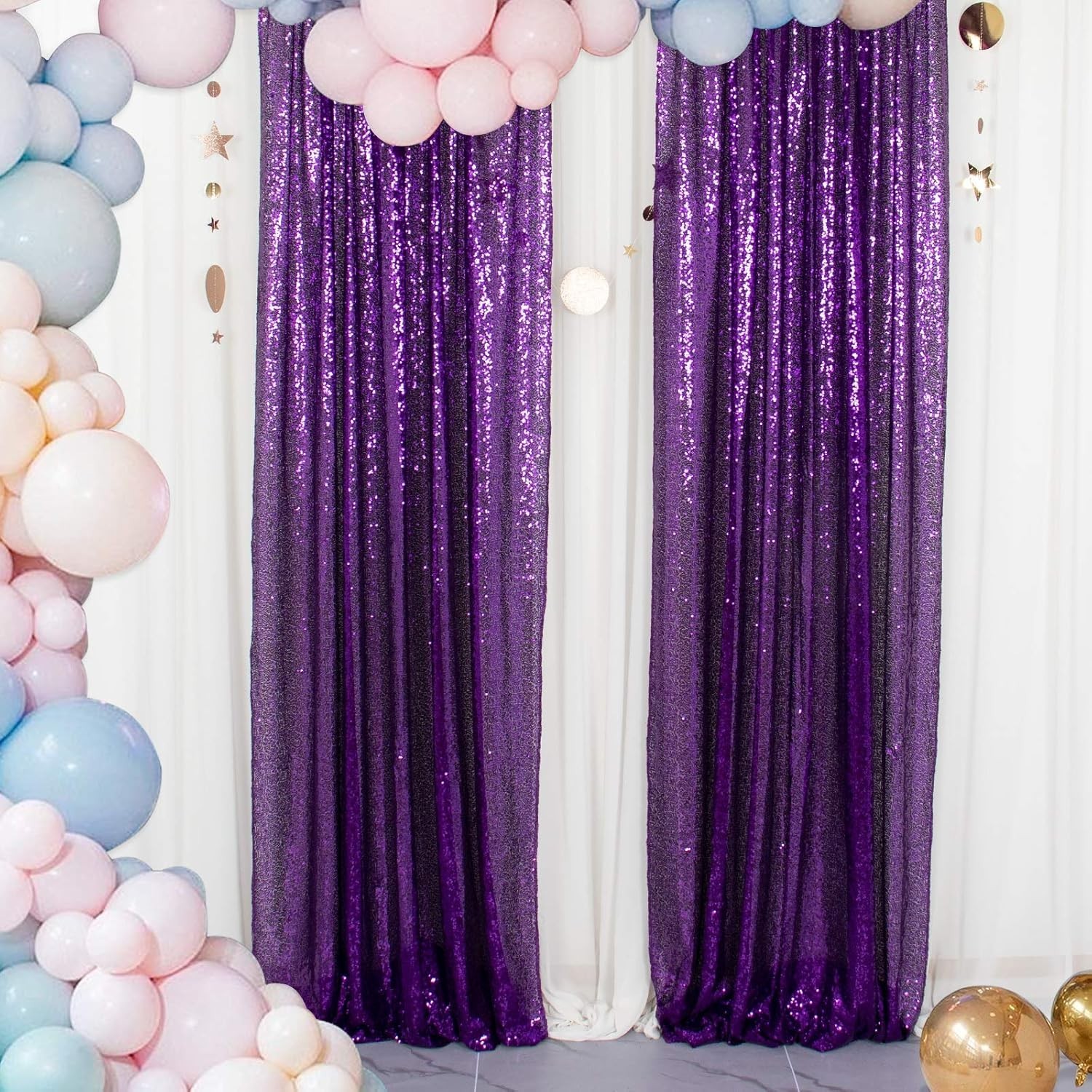Sequin Curtains 2 Panels Purple 2Ftx8Ft Sequin Photo Backdrop Royal Purple Sequi