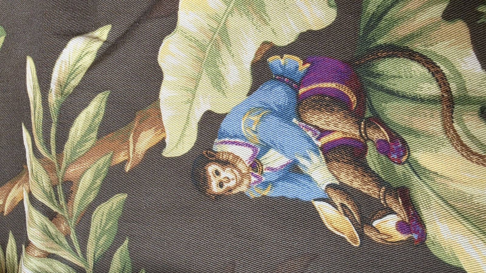 Custom Drapery Gromment Panels Brown Jungle 26.5″ X 90″ Palm Monkey Umbrella