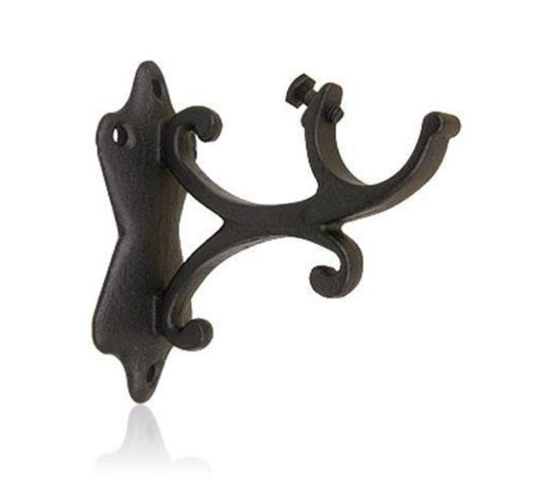 Helser Brothers Cast Curtain Rod Bracket for 1-3/4″ Dia Drapery Rod, Black 1.75