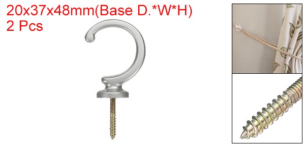 2Pcs Curtain Holdbacks Wall Mounted Zinc Alloy Drapery Tiebacks Hooks Silver