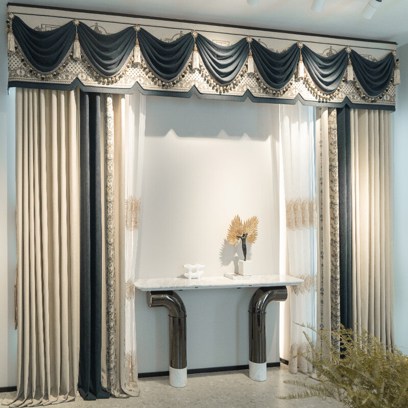 Light luxury European modern Retro cloth Beige curtain valance tulle M1543