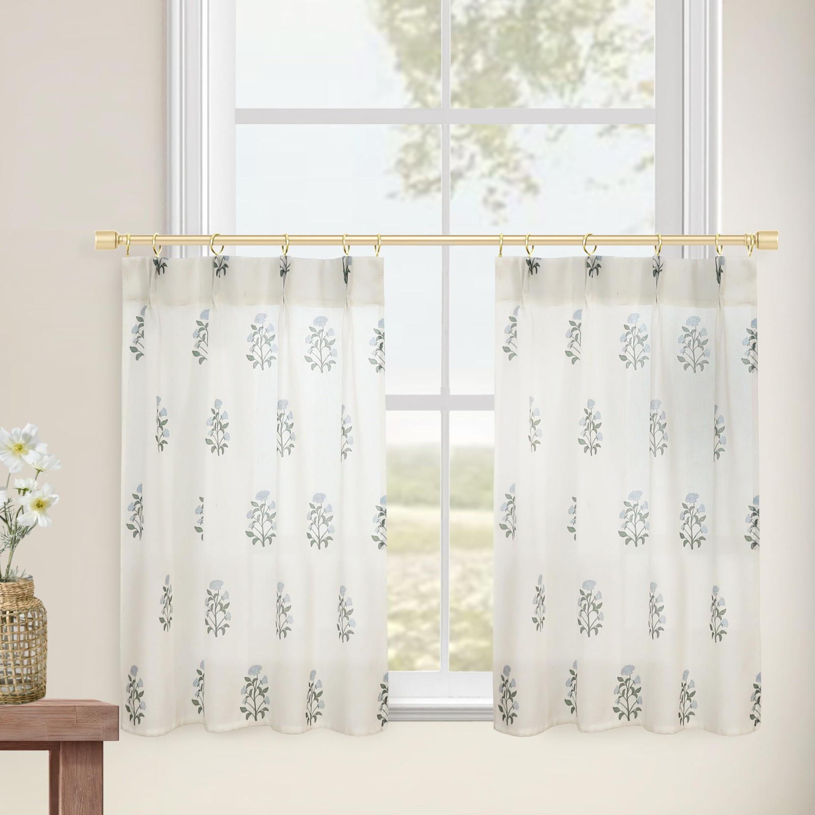 Cafe Curtains for Kitchen Pinch Pleated Small Window Curtains Over Sink