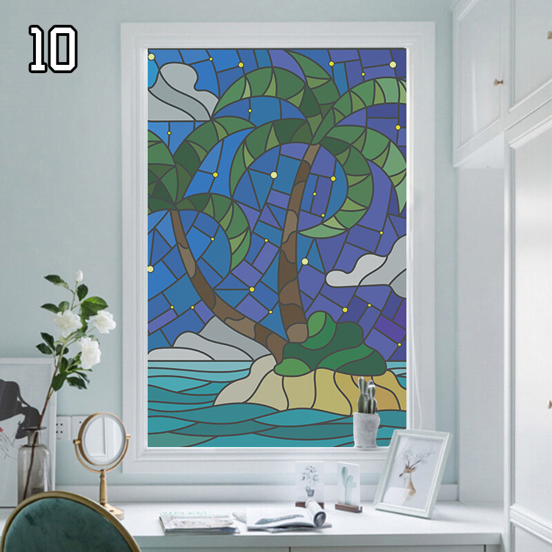 Window Film Retro Oil Painting Static Cling Room Decoration