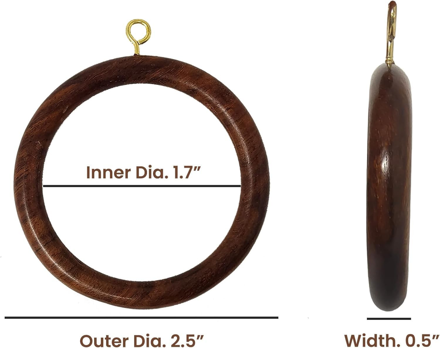 Classic Handmade Wooden Curtain Rings – 50 Pcs for Home Decor (1.75″ Dia)