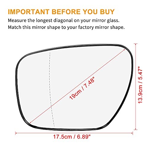 Car Rearview Mirror Glass Replacement with Backing Plate Heated Left Driver