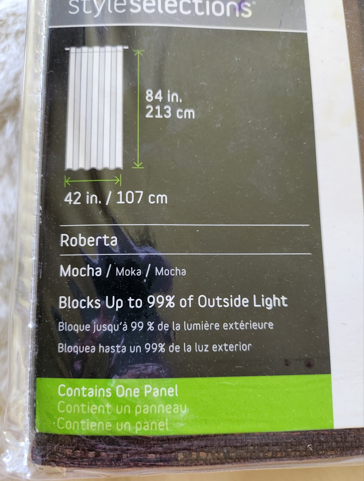 Style Selections Thermal Blackout Roberta Mocha 42x84in Back Tab Panel One Panel