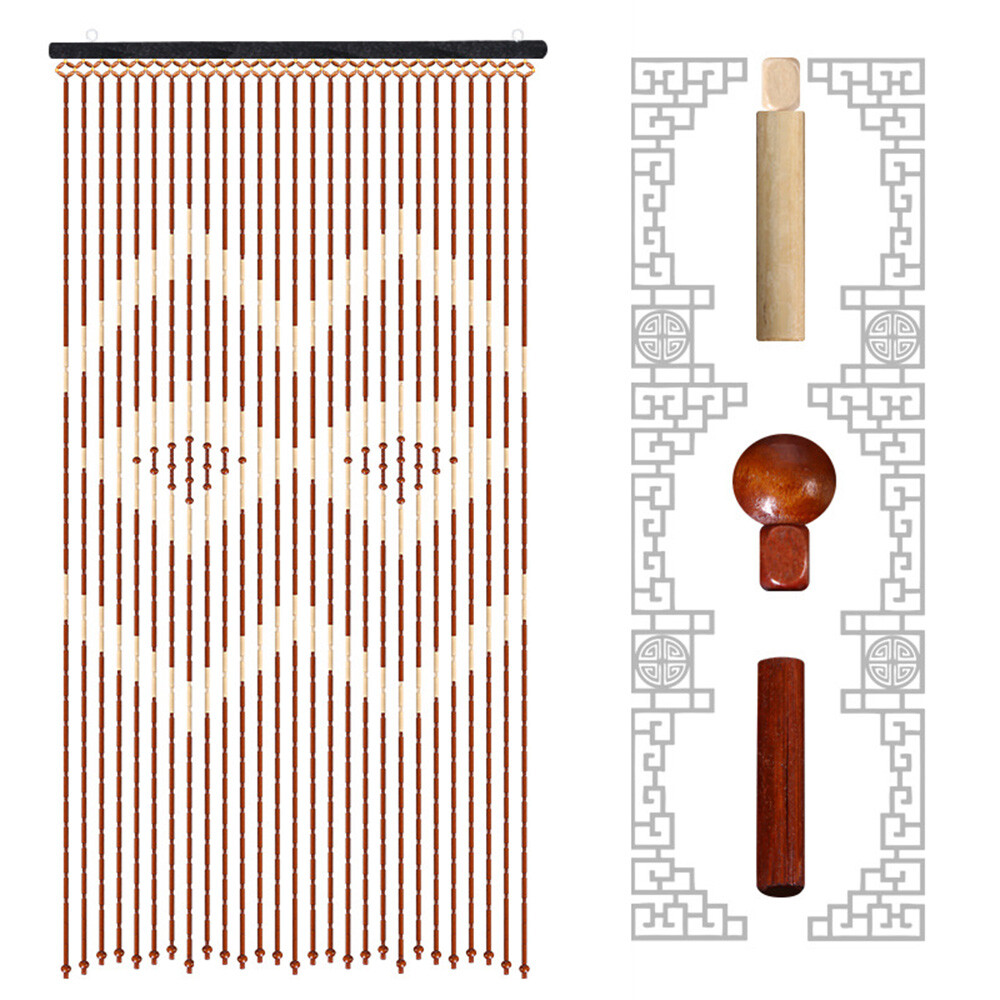 90x175CM Wooden Beaded Bamboo Door Curtain Hanging Fly Screen Blind Divider Room