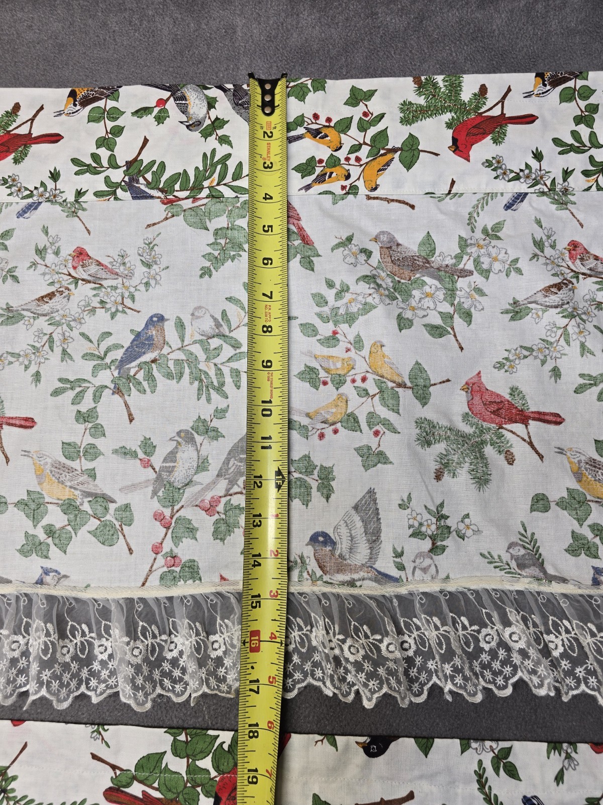 Vintage Window Valance Pair Birds V.I.P Screen Print Cranston Material Colorful