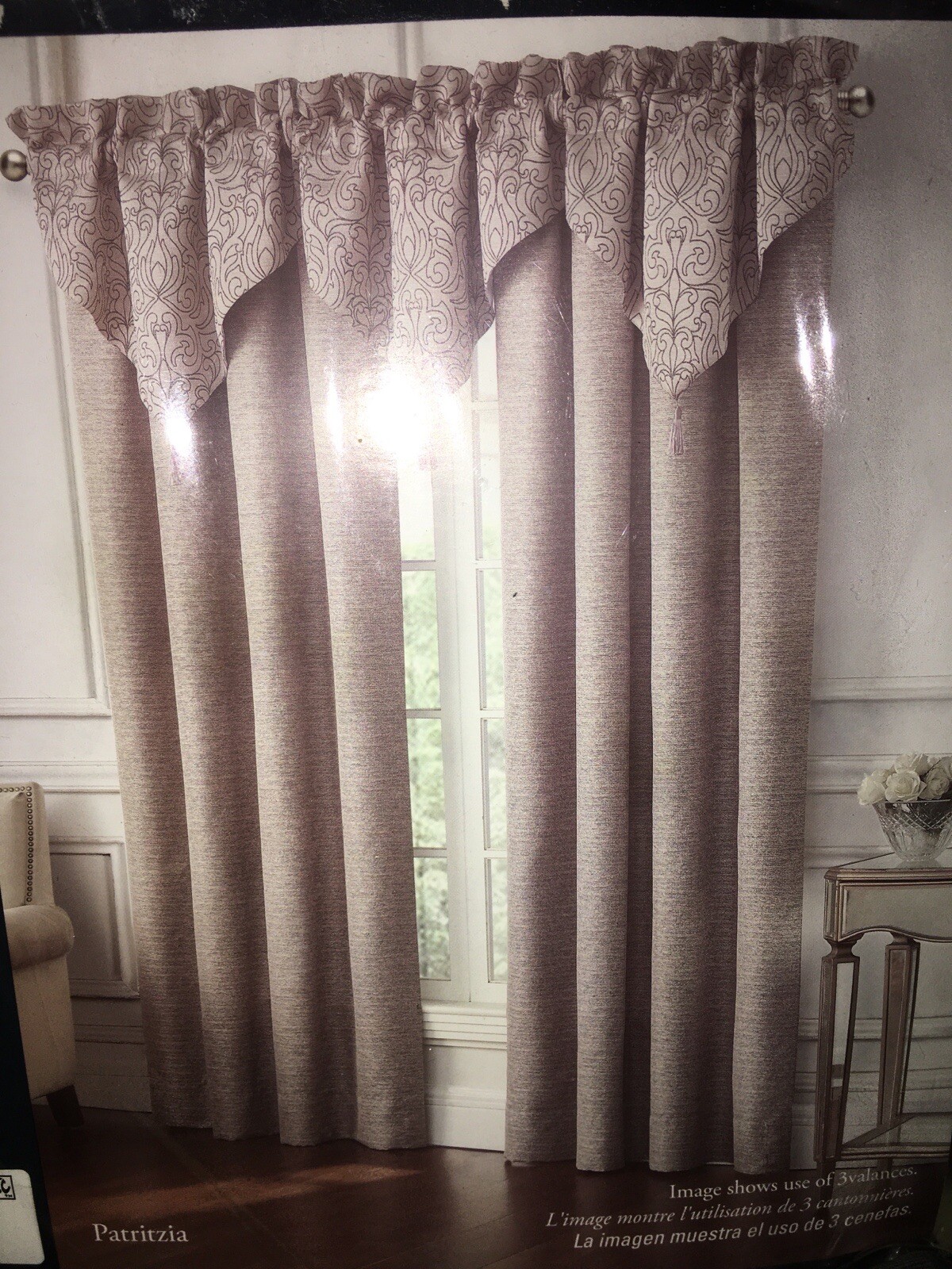 WATERFORD PATRIZIA WINDOW DRESSING 2pc PANELS 3pc ASCOT VALANCE MOCHA NIP