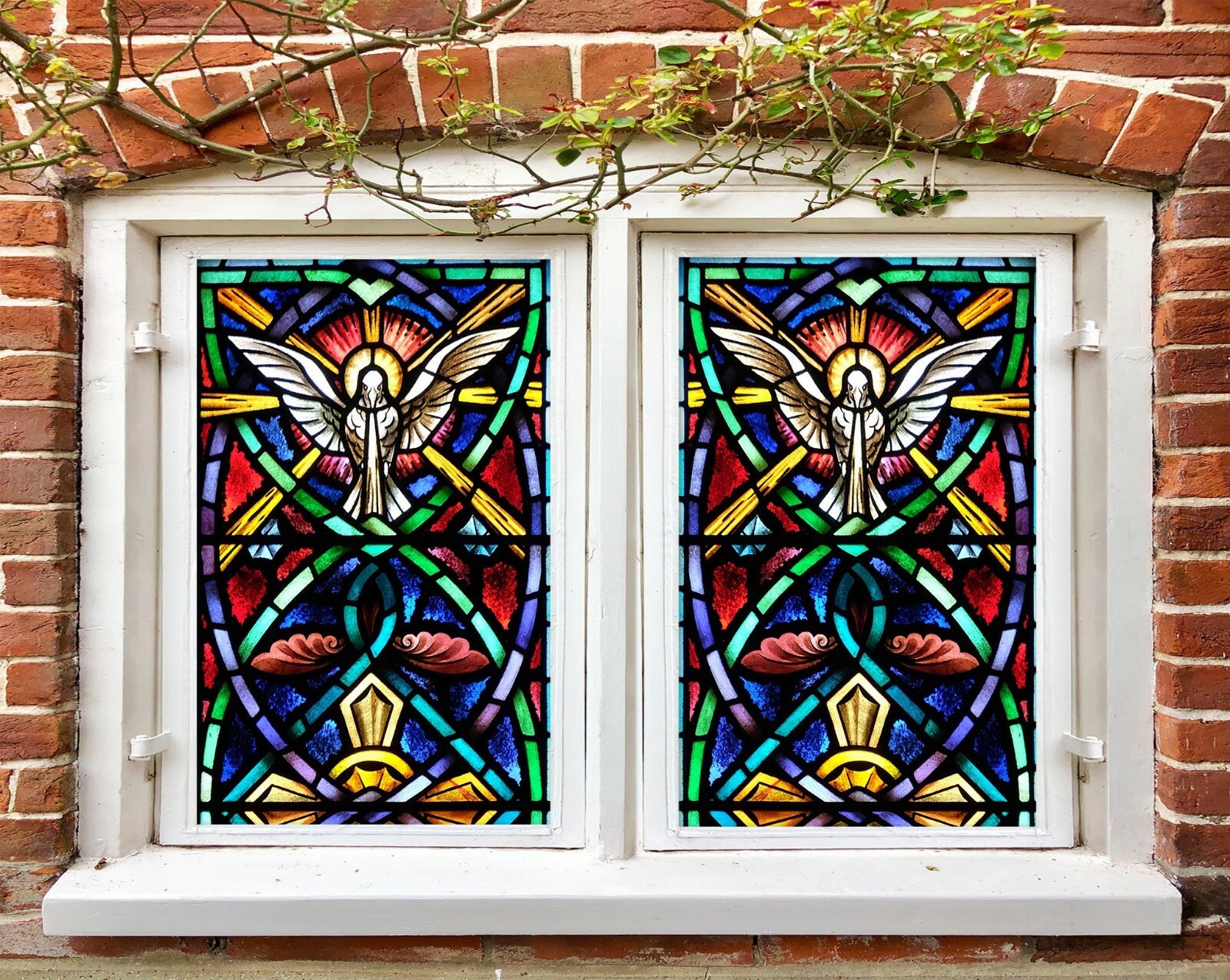 3D Church Bird D68 Window Film Print Sticker Cling Stained Glass UV Block An