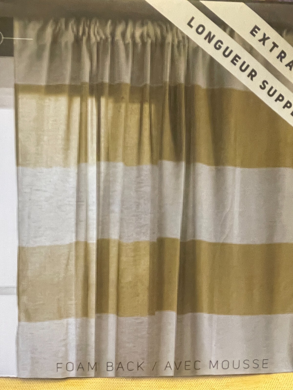 New Katima Foam Back Curtain Panel Drapes Blackout Yellow White Stripe 38 x 96