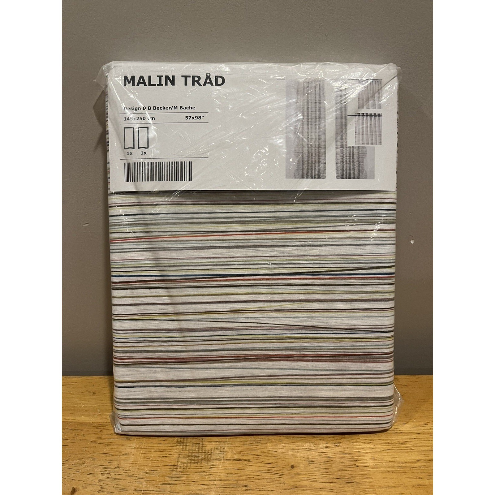 IKEA Malin Triad Curtains Panels 57×98″ BB Becker Multicolored Thin Stripes