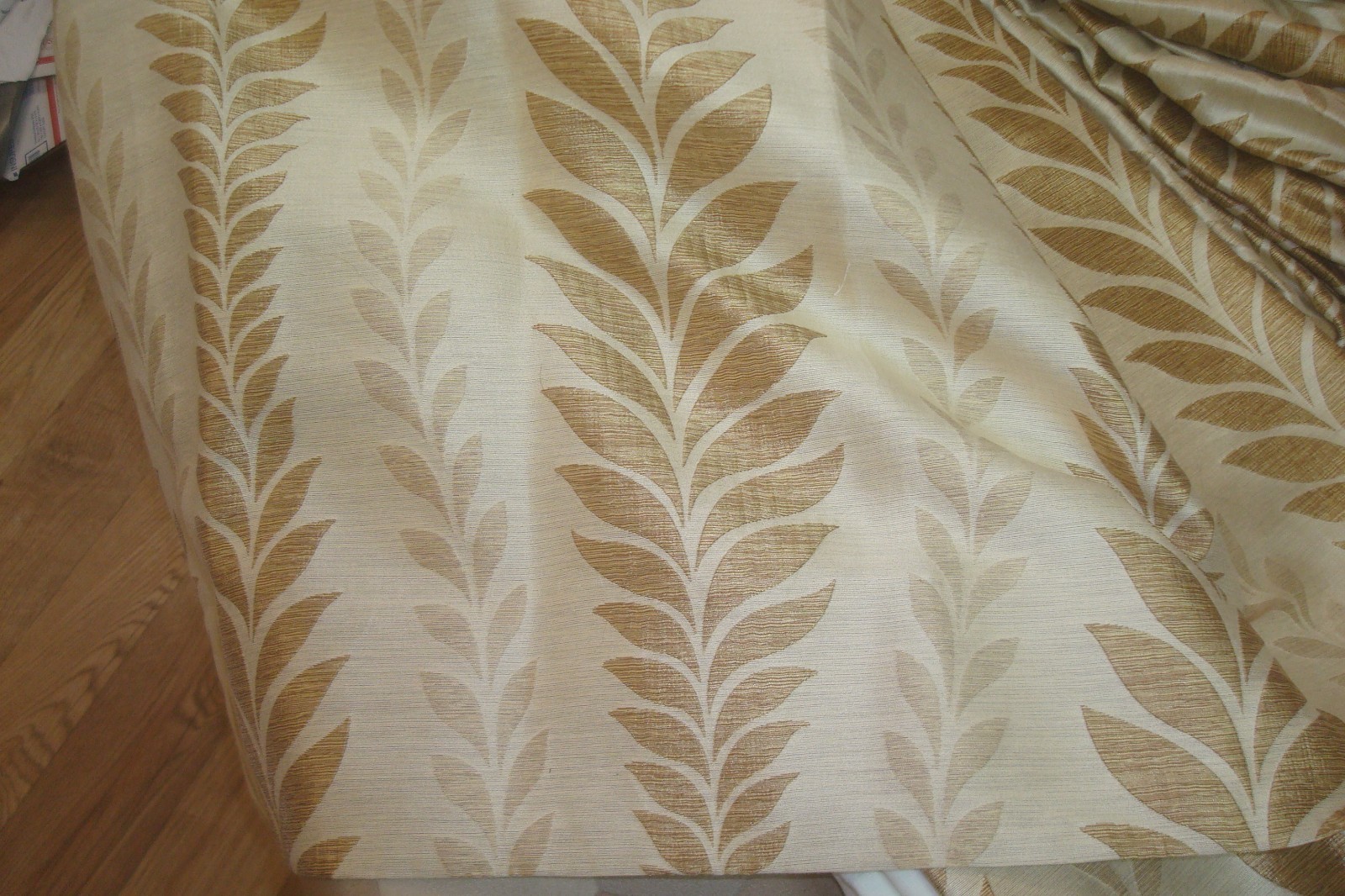Gorgeous Custom DRAPES Gold Leaf Trellis Jacquard Pinch pleat 2 panels 85″ lg