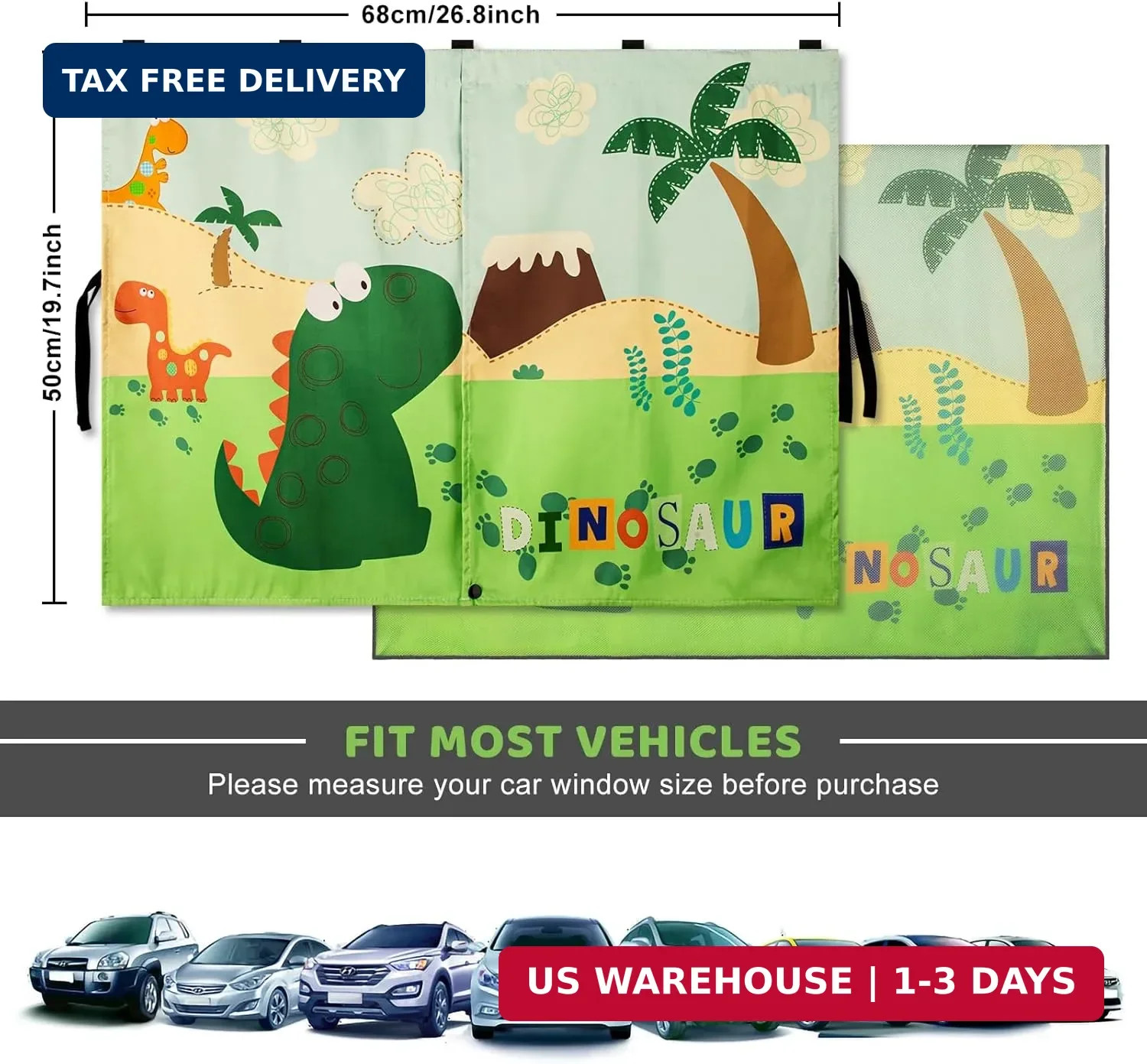 Car Window Shades with Cute Patterns, 2pcs Magnetic Car Curtains for Privacy Pro