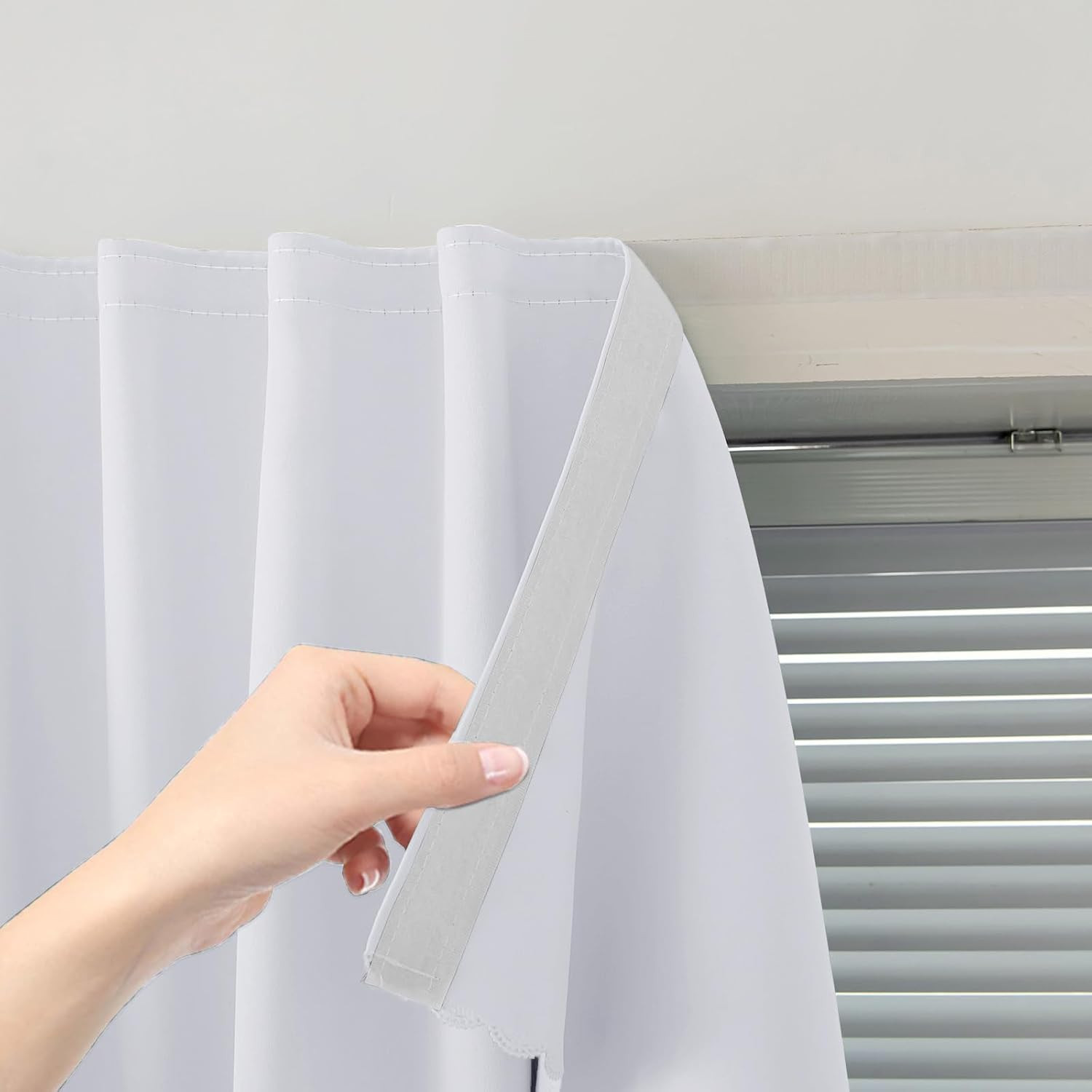 Adhesive Blackout Curtains- Self Stick Shades Window Blinds Curtains No Rod Need